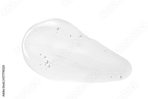 Liquid gel texture. Drops beauty serum. Transparent skin care product swatches on a white background.