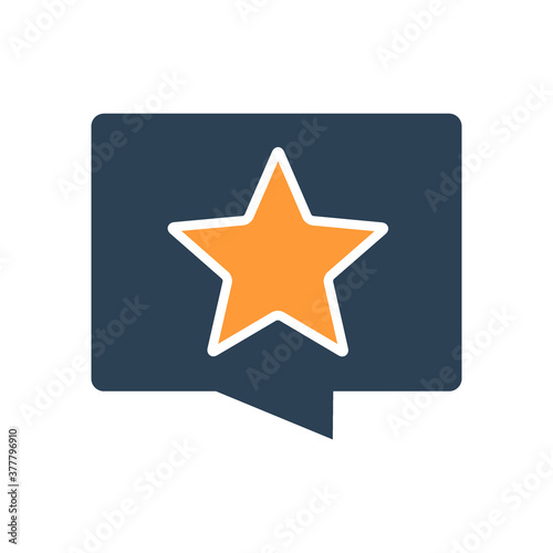 Speech bubble with a star colored icon. Quality control  add to favorites  customer review  rating symbol