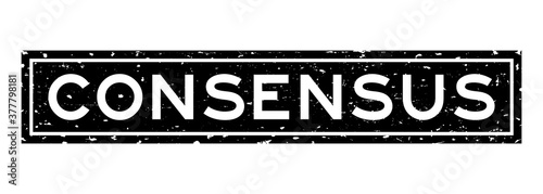 Grunge black consensus word square rubber seal stamp on white background