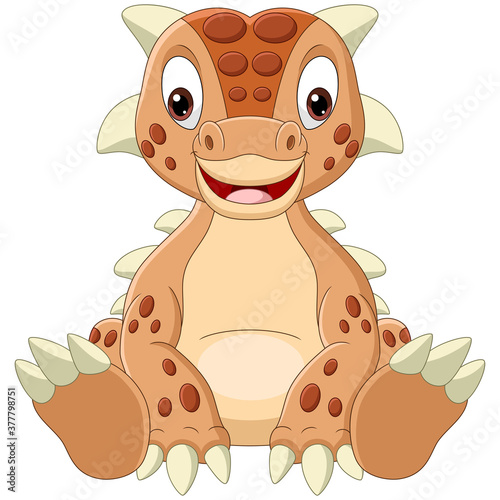 Fototapeta Naklejka Na Ścianę i Meble -  Cartoon baby ankylosaurus dinosaur sitting