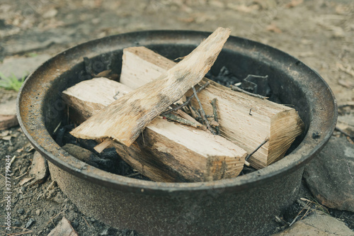 wood in fire pit