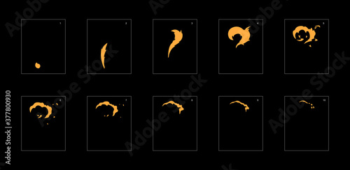 Smoke effect. dust smoke animation sprite sheet. classic dust smoke effect animation for game or cartoon or animation. vector style animation effect 1831.
