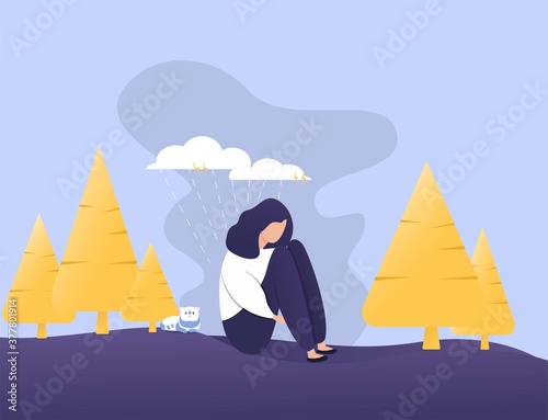 Mental health, Self-healing, recovery flat vector illustration. Woman assembling herself cartoon character. Girl feeling incomplete. Mental rehabilitation, psychotherapy concept.