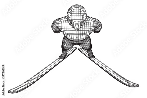Ski jumper sportsman vector illustration.