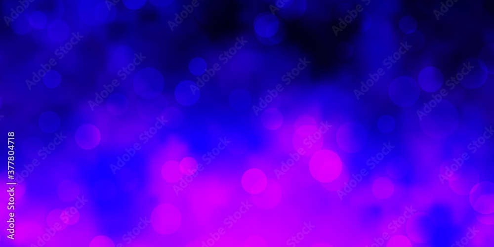 Light Purple, Pink vector pattern with spheres. Glitter abstract illustration with colorful drops. Pattern for wallpapers, curtains.