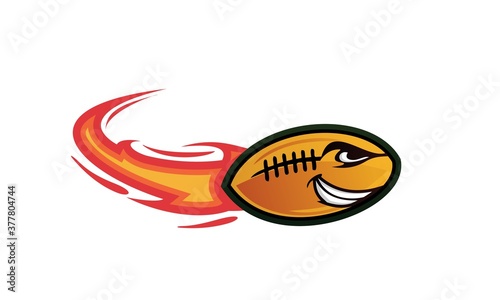 Flaming Rocket Football Rugby Logo Mascot Illustration