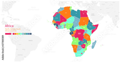 Colorful detailed vector map of the African country.