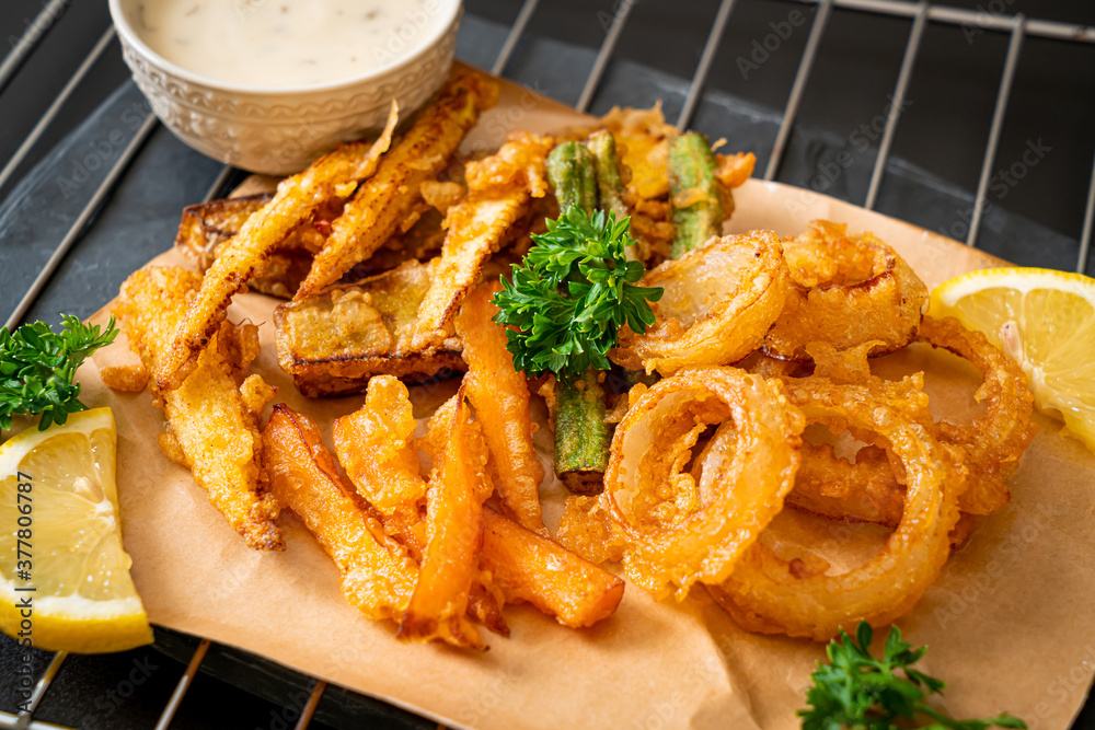 fried mixed vegetable (onions, carrot, baby corn, pumpkin) or tempura