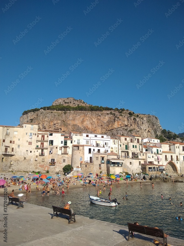 View of the city of the sea in Cefalu Sicily View of the city of the sea in Cefalu Sicily