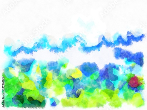 Illustration style background image Abstract patterns in various colors Watercolor painted pattern.