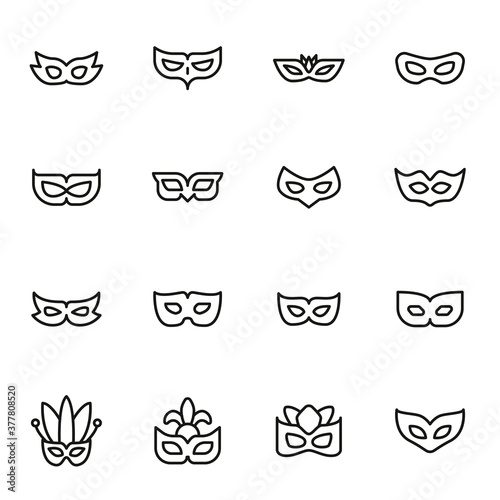 Simple set of eye mask icons in trendy line style.