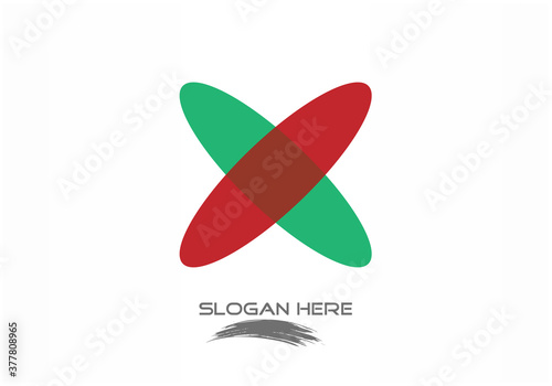 vector illustration of red green color blend creative letter X logo design isolated on white background