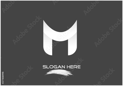 vector illustration of gradient white color folded creative capital letter M logo design isolated on black background