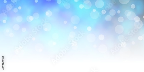 Light BLUE vector pattern with circles. Glitter abstract illustration with colorful drops. Design for your commercials.