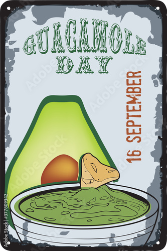 Old vintage sign Guacamole Day