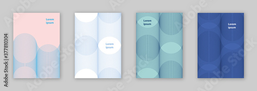 Baby Blue simple wave line pattern brochure cover design template vector set
