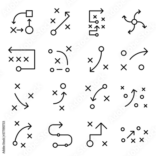 Simple set of strategy icons in trendy line style.