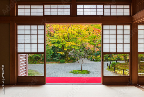 idyllic garden in Kyoto  Japan in autumn season