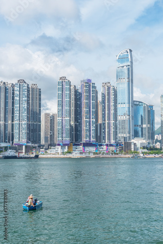 high rise building and harbor in Hong Kong city © leeyiutung