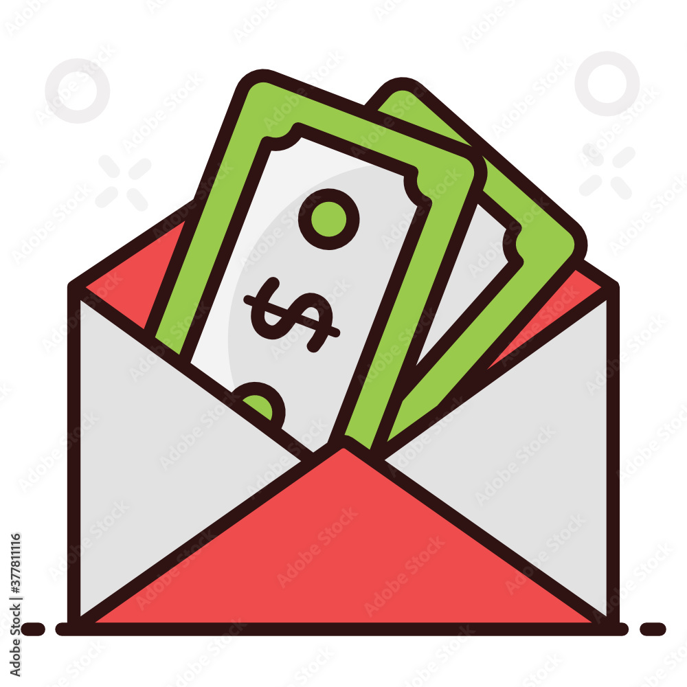 
Dollars inside envelope, monetize in editable style 
