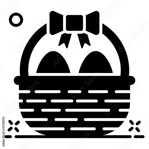 
Eggs bucket icon design, easter hamper 
