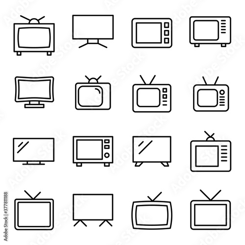 Simple set of TV icons in trendy line style.