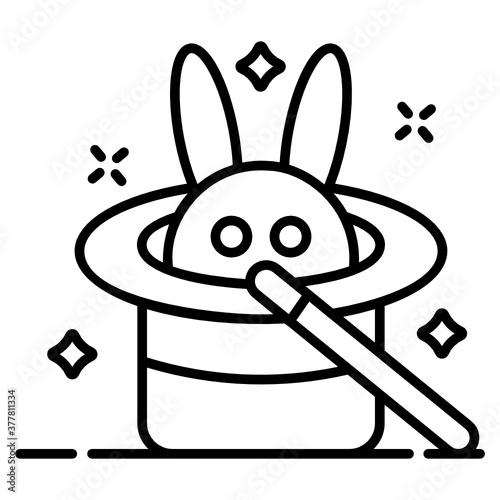 
Bunny magic tricks icon design, trendy vector of circus magic 
