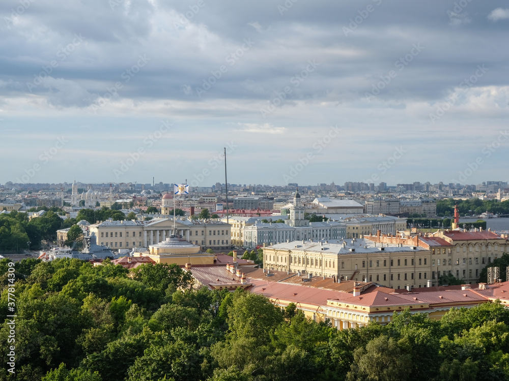 27 of July 2020 -Saint Petersburg, Russia: Petersburg aerial view in summer day
