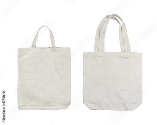 fabric bag for reduce plastic bags for use shopping save environment isolated on white background with clipping path included