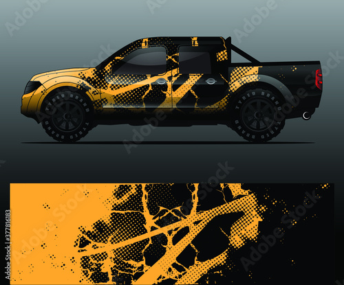 Truck decal sticker wrap design vector. Graphic abstract stripe racing background kit designs for vehicle, race car, rally, adventure and livery