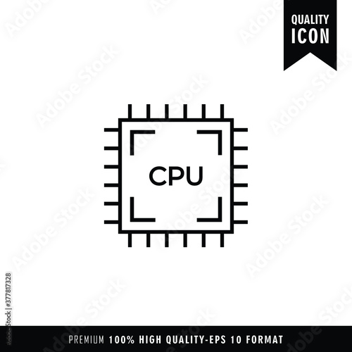 CPU black color of flat simple icon. Web apps security Kit illustration vector of the mobile application. The modern style of design. Line single minimalistic sign