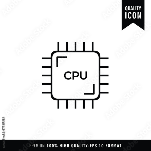 CPU black color of flat simple icon. Web apps security Kit illustration vector of the mobile application. The modern style of design. Line single minimalistic sign