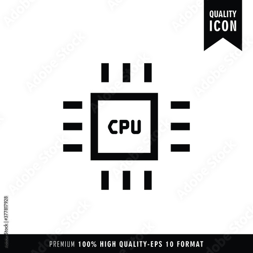 CPU black color of flat simple icon. Web apps security Kit illustration vector of the mobile application. The modern style of design. Line single minimalistic sign