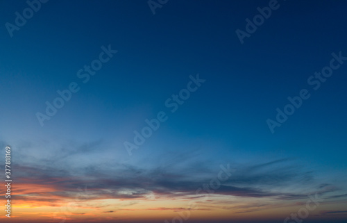 Large panorama with sunset sky with multicolor clouds