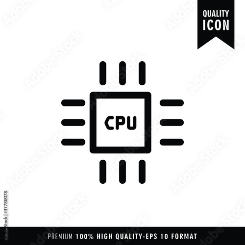 CPU black color of flat simple icon. Web apps security Kit illustration vector of the mobile application. The modern style of design. Line single minimalistic sign