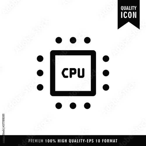 CPU black color of flat simple icon. Web apps security Kit illustration vector of the mobile application. The modern style of design. Line single minimalistic sign