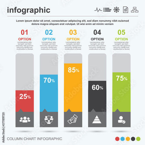 Business infographic template design with 5 options