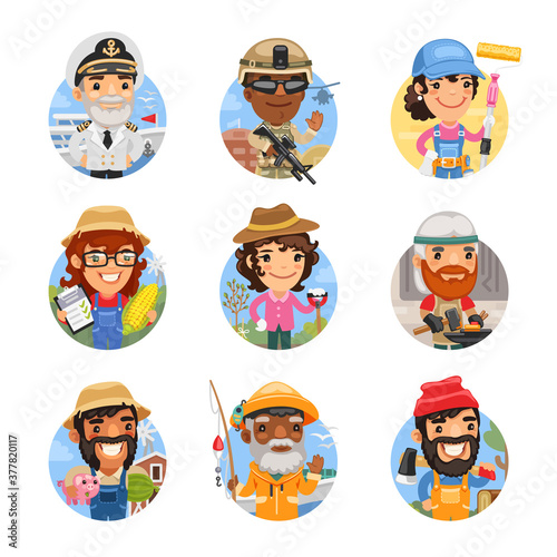 Cartoon People Avatars with Different Professions