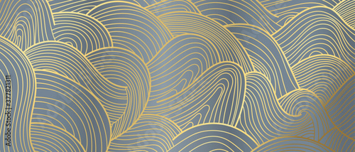 Luxury Gold line art wallpaper. Wall art background design for home decor, wallpaper, print, cover, website, packaging design. vector illustration.