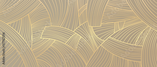 Luxury Gold line art wallpaper. Wall art background design for home decor, wallpaper, print, cover, website, packaging design. vector illustration.