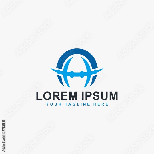 Letter AH abstract logo design. Dental clinic logo symbol.