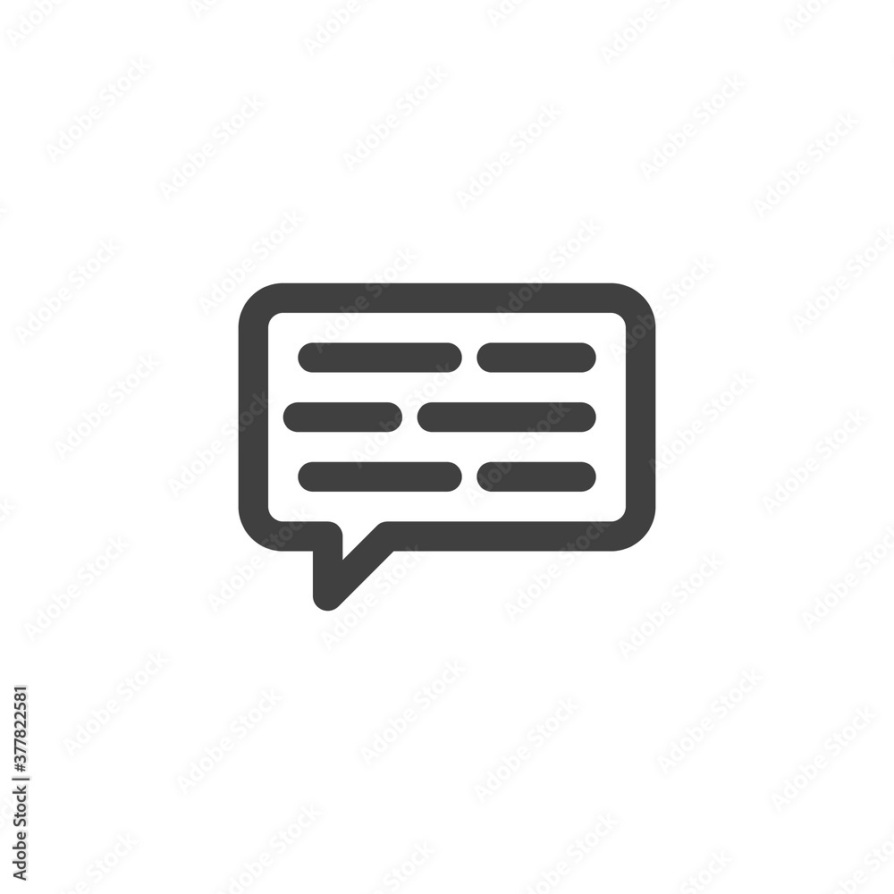 Chat comment line icon. linear style sign for mobile concept and web design. Speech bubble message outline vector icon. Symbol, logo illustration. Vector graphics Chat comment line icon. linear style sign for mobile concept and web design. Speech bubble message outline vector icon. Symbol, logo illustration. Vector graphics
