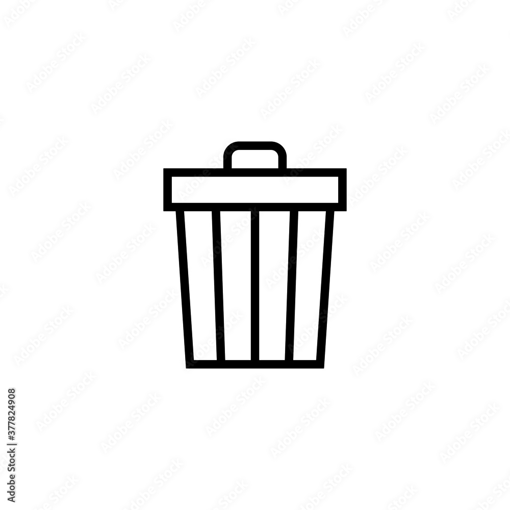Wastebasket Icon in black line style icon, style isolated on white background Wastebasket Icon in black line style icon, style isolated on white background