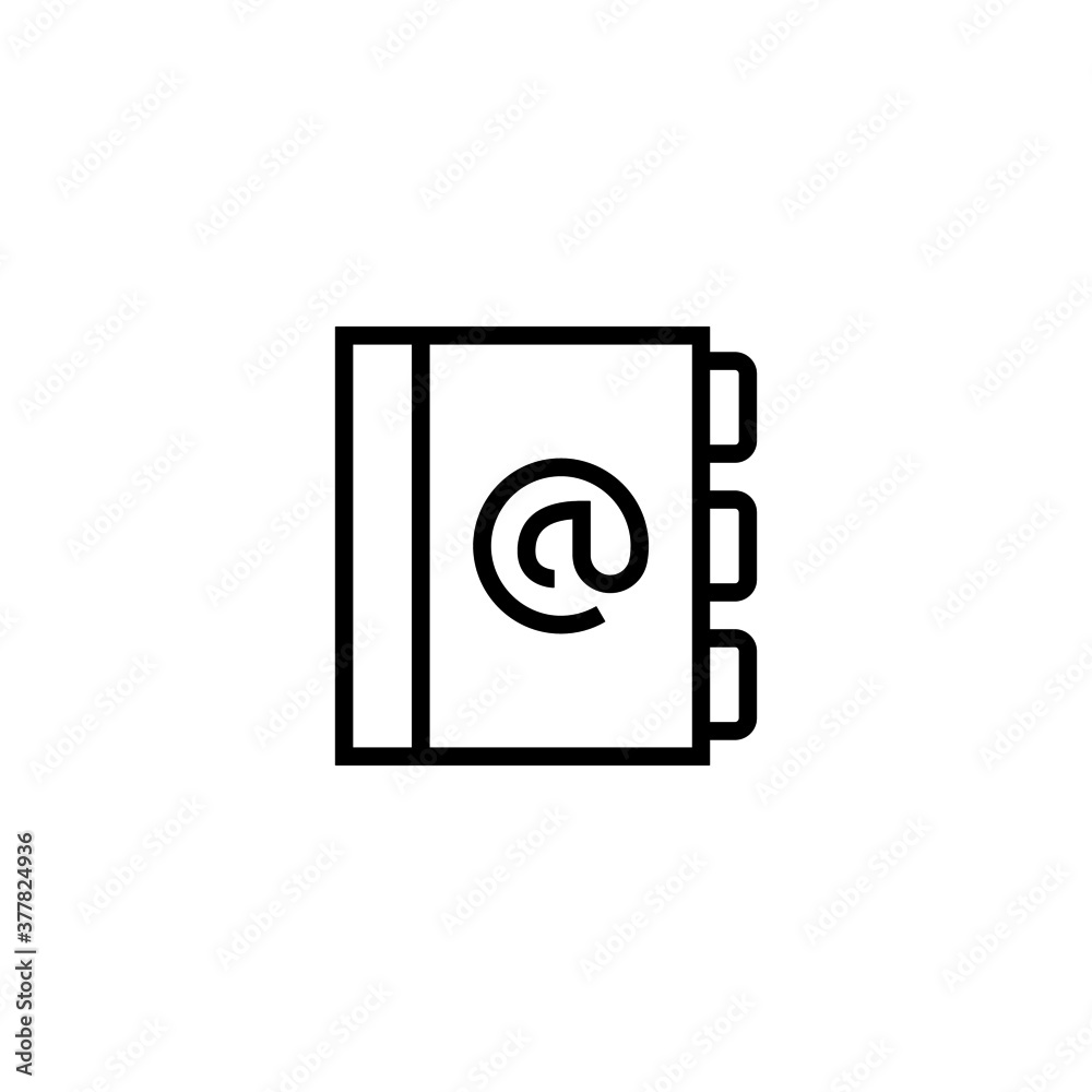 Address Book Icon in black line style icon, style isolated on white background Address Book Icon in black line style icon, style isolated on white background