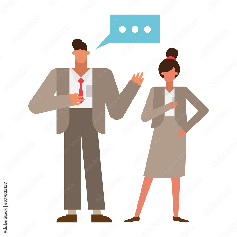 Businessman and businesswoman with bubble vector design Businessman and businesswoman with bubble vector design