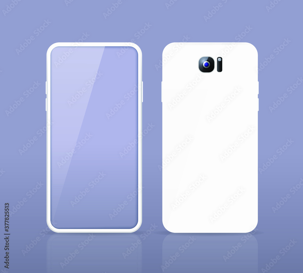 Realistic White Detailed Smartphone Mockup Background on Grey Background . Isolated Vector Elements Realistic White Detailed Smartphone Mockup Background on Grey Background . Isolated Vector Elements