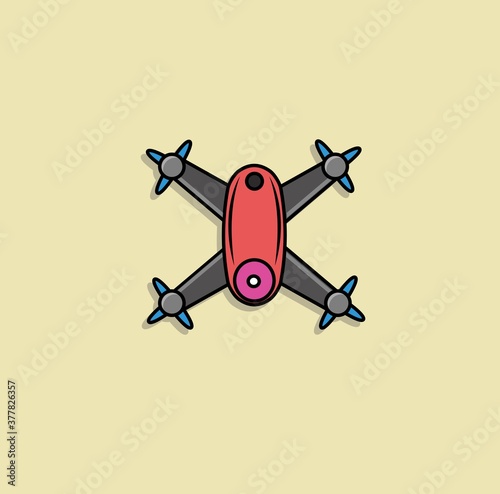 Colorful flat drone vector outline icon. 