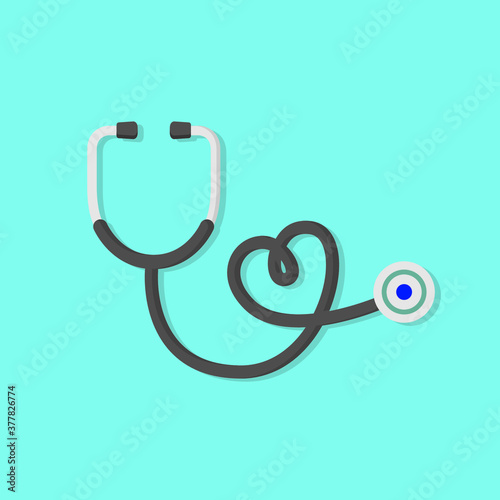 Vector illustration of a stethoscope shaped like a heart.