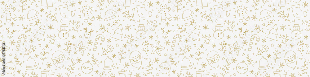 Christmas texture with icons. Xmas background. Vector
