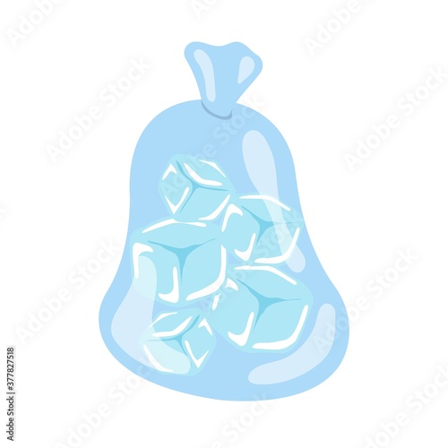 A bag of ice cubes isolated in white background